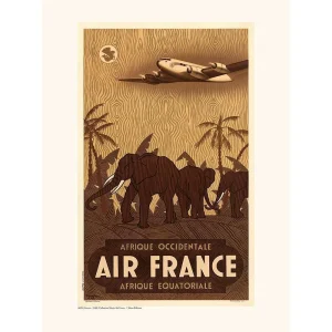 Vintage Air France poster Afrika olifanten mid century