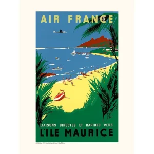 Vintage Air France poster Mauritius tropisch strand mid century