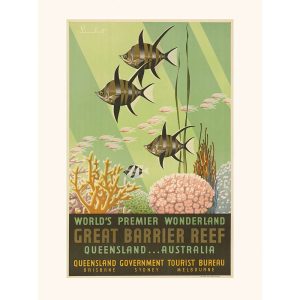 Vintage Australia Great Barrier Reef poster koraalriffen tropische vissen