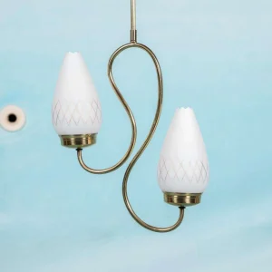 Midmod Swedish 50s pendant, vintage opaline hanglamp
