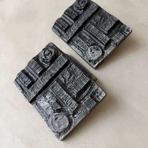 Brutalist gietijzeren deurknoppen jaren 70 sculpturaal design set