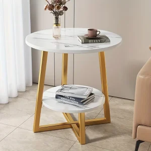 Bijzettafel Tweelaags Modern | Compact & Ruimtebesparend | Licht & Veelzijdig Ontwerp | Metaal