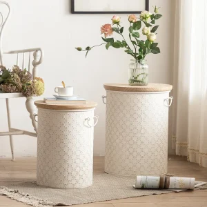 Bijzettafel ijzer | Ruimtebesparend Design | Opbergbak | Stijlvol Frans Accent