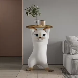 Bijzettafel Kattenfiguur | Decoratief & Speels Design | Compact Salontafeltje | Unieke Eyecatcher in Woonkamer