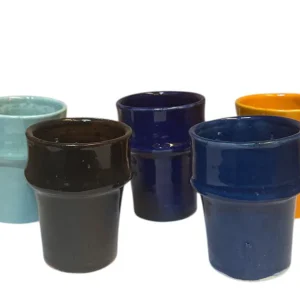Marokkaanse Bekers – Gekleurd Aardewerk – Handgemaakt – Ø7 cm x 9.5 cm