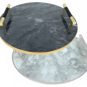 Dienblad Plateau marmer rond met handvaten 30 cm