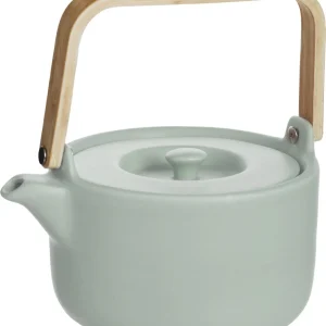 Theepot in keramiek met bamboe 80cl - Handvat, zeef, filter
