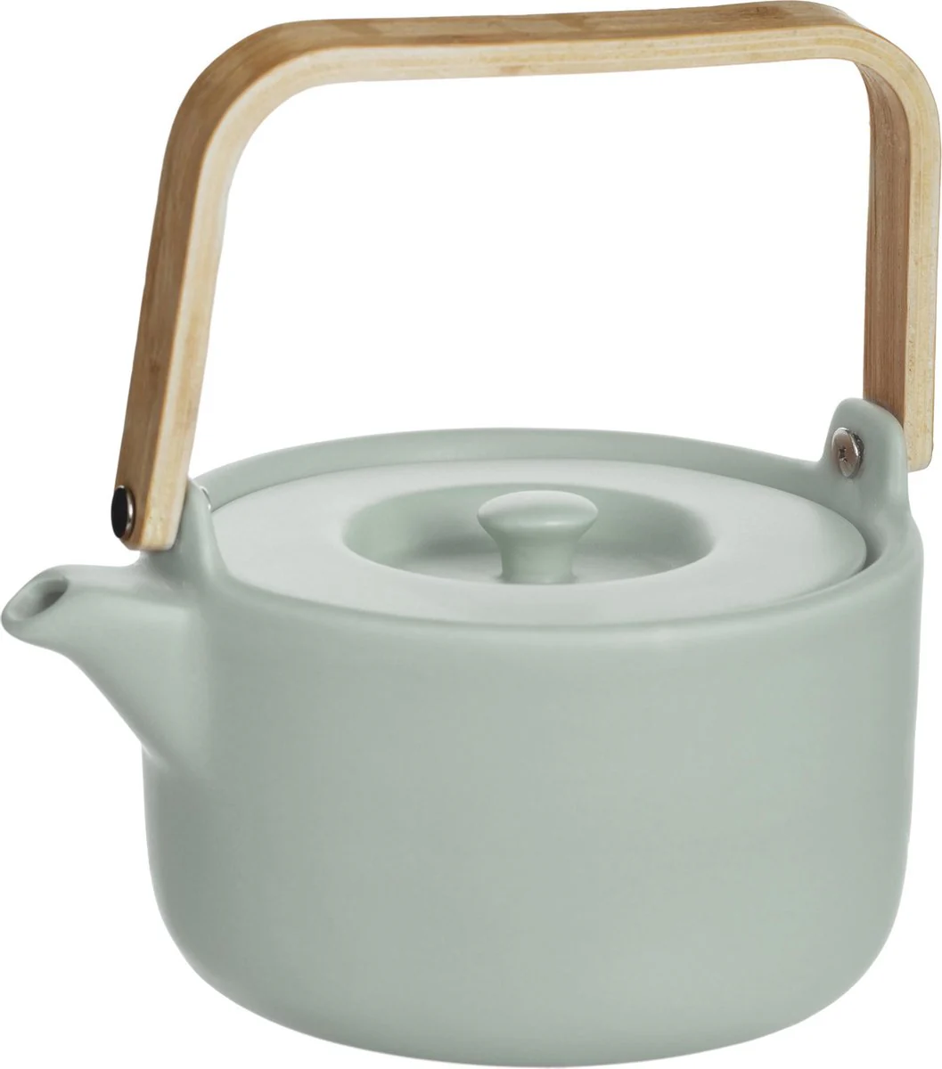 Theepot in keramiek met bamboe 80cl - Handvat, zeef, filter