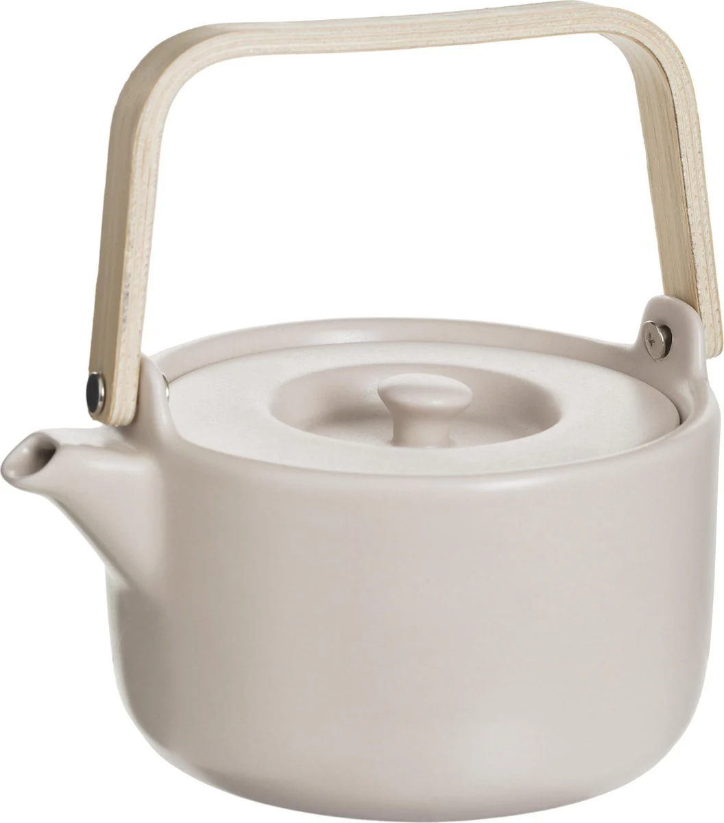 Theepot in keramiek met bamboe 80cl - Handvat, zeef, filter - Afbeelding 5