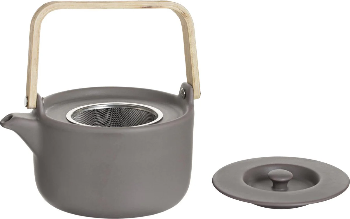 Theepot in keramiek met bamboe 80cl - Handvat, zeef, filter - Afbeelding 7
